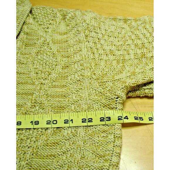 Vtg Sunbird LL Yellow Cable Knit Cardigan Sweater Size L Chest 48" Button Front - Picture 11 of 12